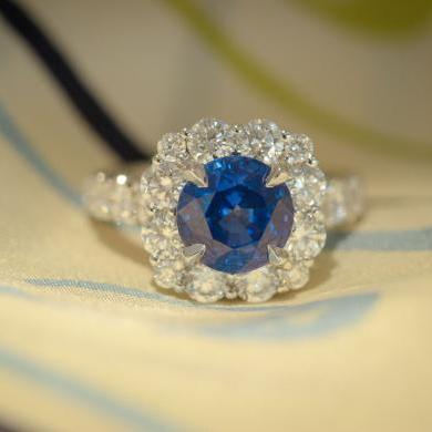 The Ceylon Sapphire and Diamond Dress ring - White Gold